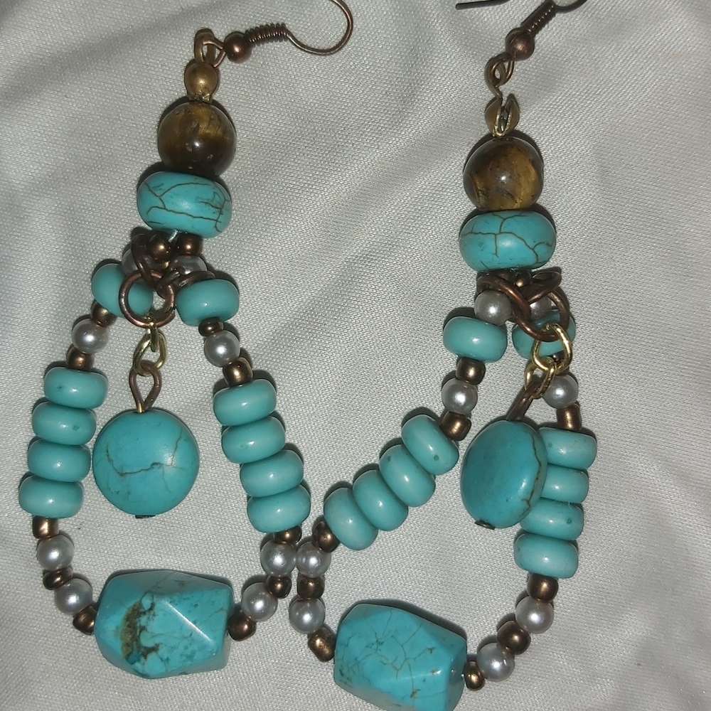 Turquoise and tiger eye earrings